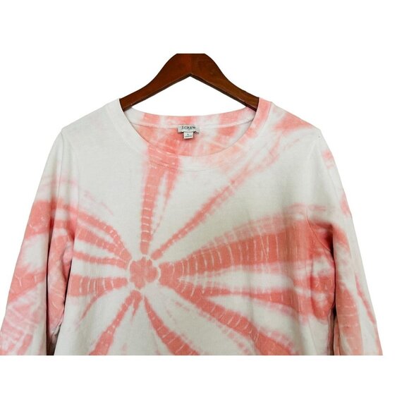J.CREW Sweatshirt Pink White Tie Dye CrewNeck Cotton Pullover Size Large - Picture 6 of 8